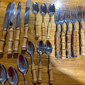 Vintage Seki Hamono KK Bamboo Tiki Mid Century Modern Flatware